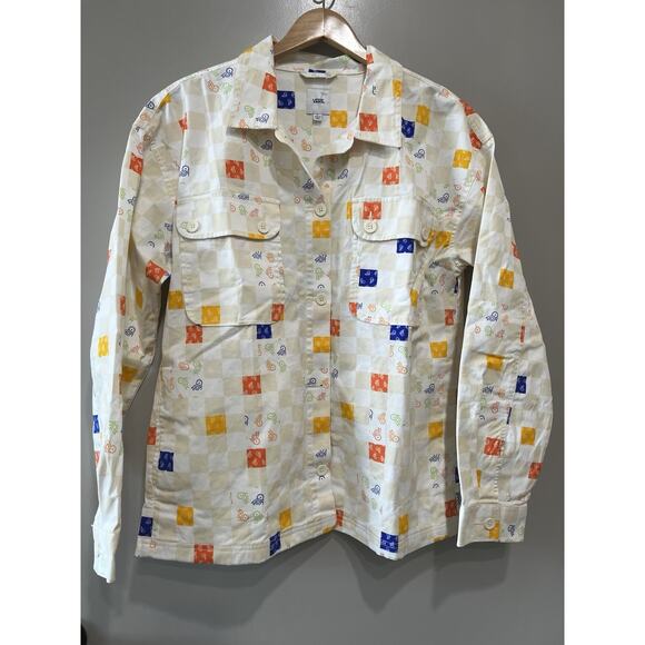 Vans Plaid check Mid-Weight Shirt Jacket Women's Barn retro skater Size L /XL - Picture 2 of 9